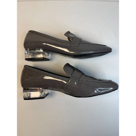 Nine West Uniformilyo Loafers Women Sz 9M Dark Grey Patent Leather Preppy Shoes - Picture 7 of 16